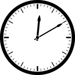 Round clock with dashes showing time 12:10