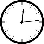 Round clock with dashes showing time 12:14
