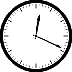 Round clock with dashes showing time 12:19