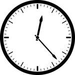 Round clock with dashes showing time 12:23