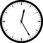 Round clock with dashes showing time 12:25