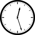Round clock with dashes showing time 12:27