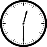 Round clock with dashes showing time 12:30