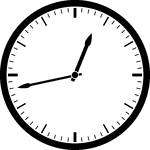Round clock with dashes showing time 12:43
