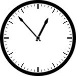 Round clock with dashes showing time 12:53