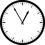 Round clock with dashes showing time 12:55