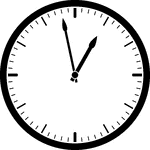 Round clock with dashes showing time 12:58