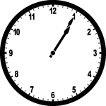 Round clock with numbers showing time 1:05