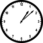 Round clock with numbers showing time 1:08