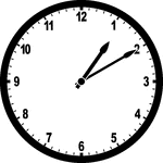 Round clock with numbers showing time 1:10
