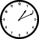 Round clock with numbers showing time 1:11