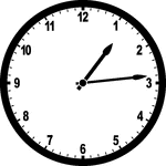 Round clock with numbers showing time 1:14