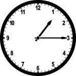 Round clock with numbers showing time 1:15