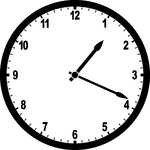 Round clock with numbers showing time 1:19