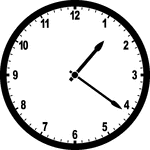 Round clock with numbers showing time 1:21