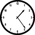 Round clock with numbers showing time 1:24