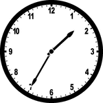 Round clock with numbers showing time 1:35