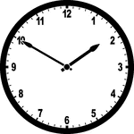 Round clock with numbers showing time 1:50