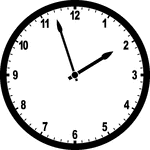 Round clock with numbers showing time 1:57