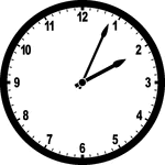 Round clock with numbers showing time 2:04