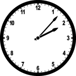 Round clock with numbers showing time 2:07
