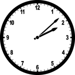 Round clock with numbers showing time 2:08