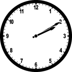 Round clock with numbers showing time 2:10
