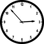 Round clock with numbers showing time 2:53