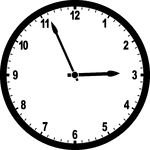 Round clock with numbers showing time 2:56