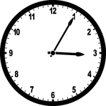 Round clock with numbers showing time 3:05