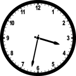 Round clock with numbers showing time 3:32