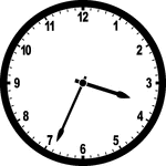 Round clock with numbers showing time 3:34