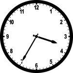 Round clock with numbers showing time 3:35
