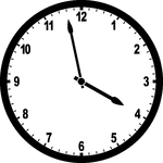 Round clock with numbers showing time 3:58