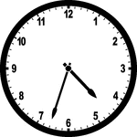 Round clock with numbers showing time 4:33