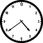 Round clock with numbers showing time 4:39