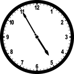 Round clock with numbers showing time 4:55