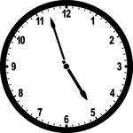 Round clock with numbers showing time 4:57