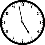 Round clock with numbers showing time 4:58