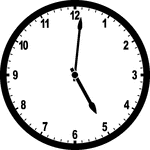 Round clock with numbers showing time 5:01