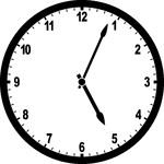 Round clock with numbers showing time 5:04