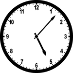 Round clock with numbers showing time 5:07