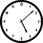 Round clock with numbers showing time 5:08