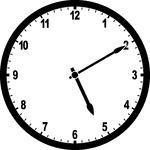 Round clock with numbers showing time 5:10