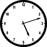 Round clock with numbers showing time 5:12