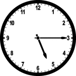 Round clock with numbers showing time 5:15
