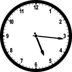 Round clock with numbers showing time 5:16