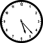 Round clock with numbers showing time 5:23