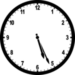 Round clock with numbers showing time 5:26
