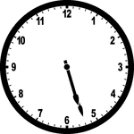 Round clock with numbers showing time 5:27